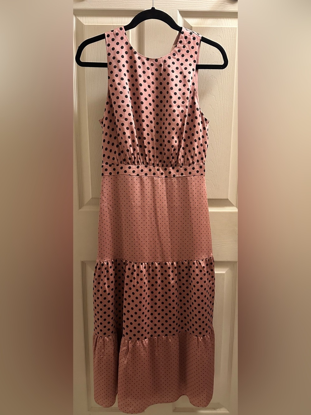 Ted Baker Pink and Black Polka Dot Sleeveless Midi Dress